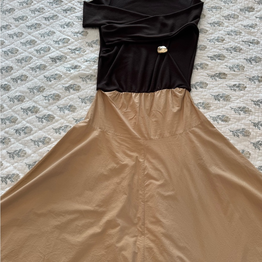 Zara chocolate brown and Tan Maxi Dress